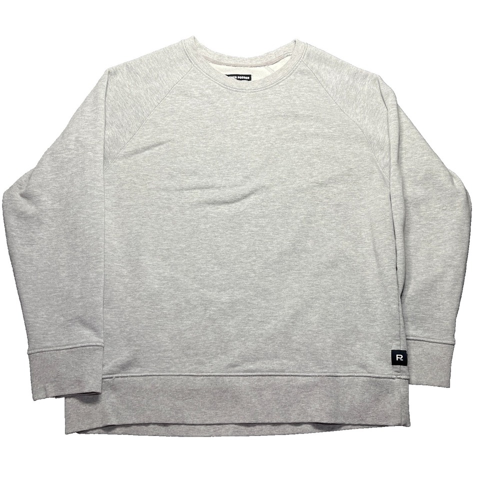 Richer Poorer Sweatshirt Mens Large Heather Gray Crewneck Raglan Fleece Pullover